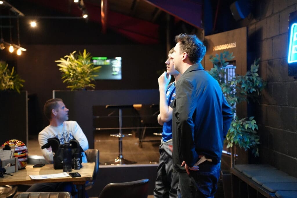 Formula Fast Owner Phil Stanley with new lap record holder Nathan Turner at Unlimited Karting